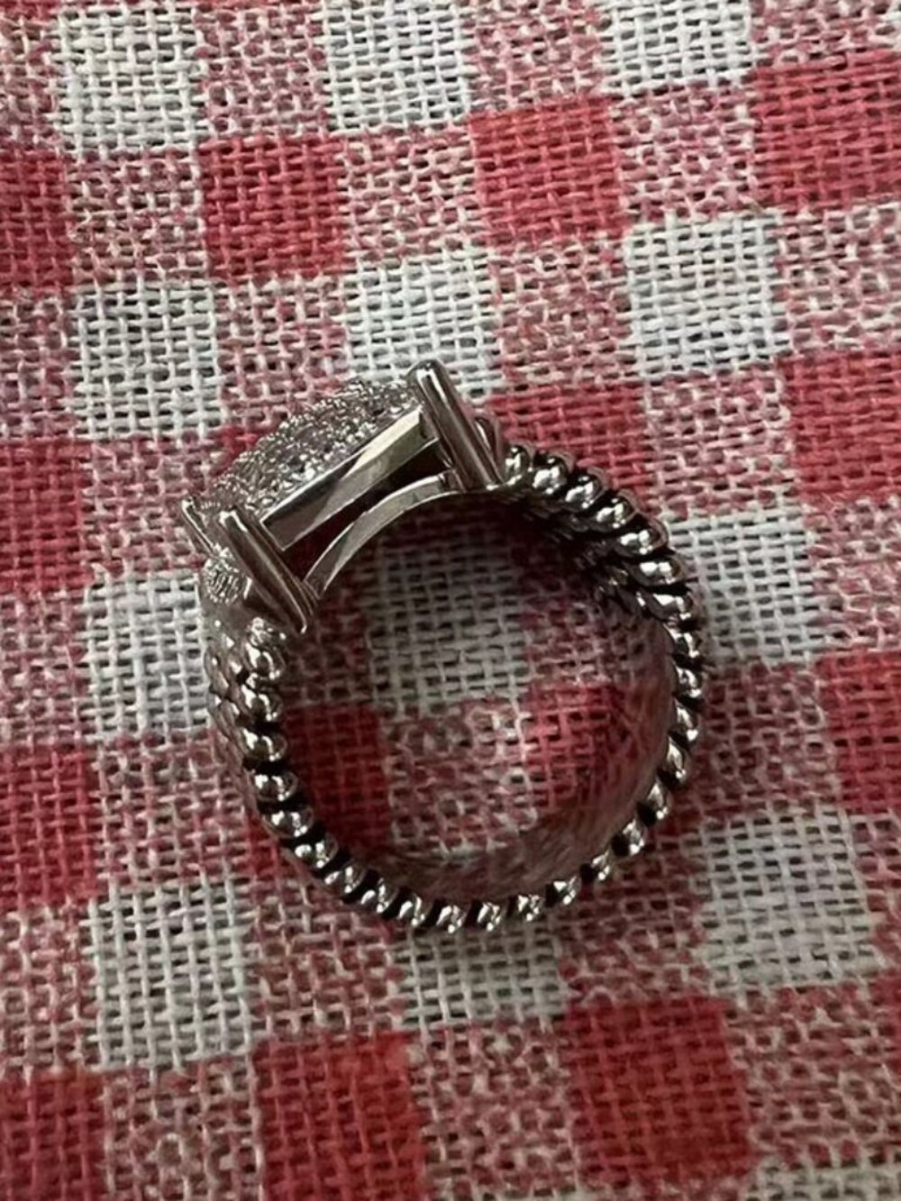 David Yurman Sterling Silver 925 Wheaton Pave Diamonds Ring - Picture 4 of 6